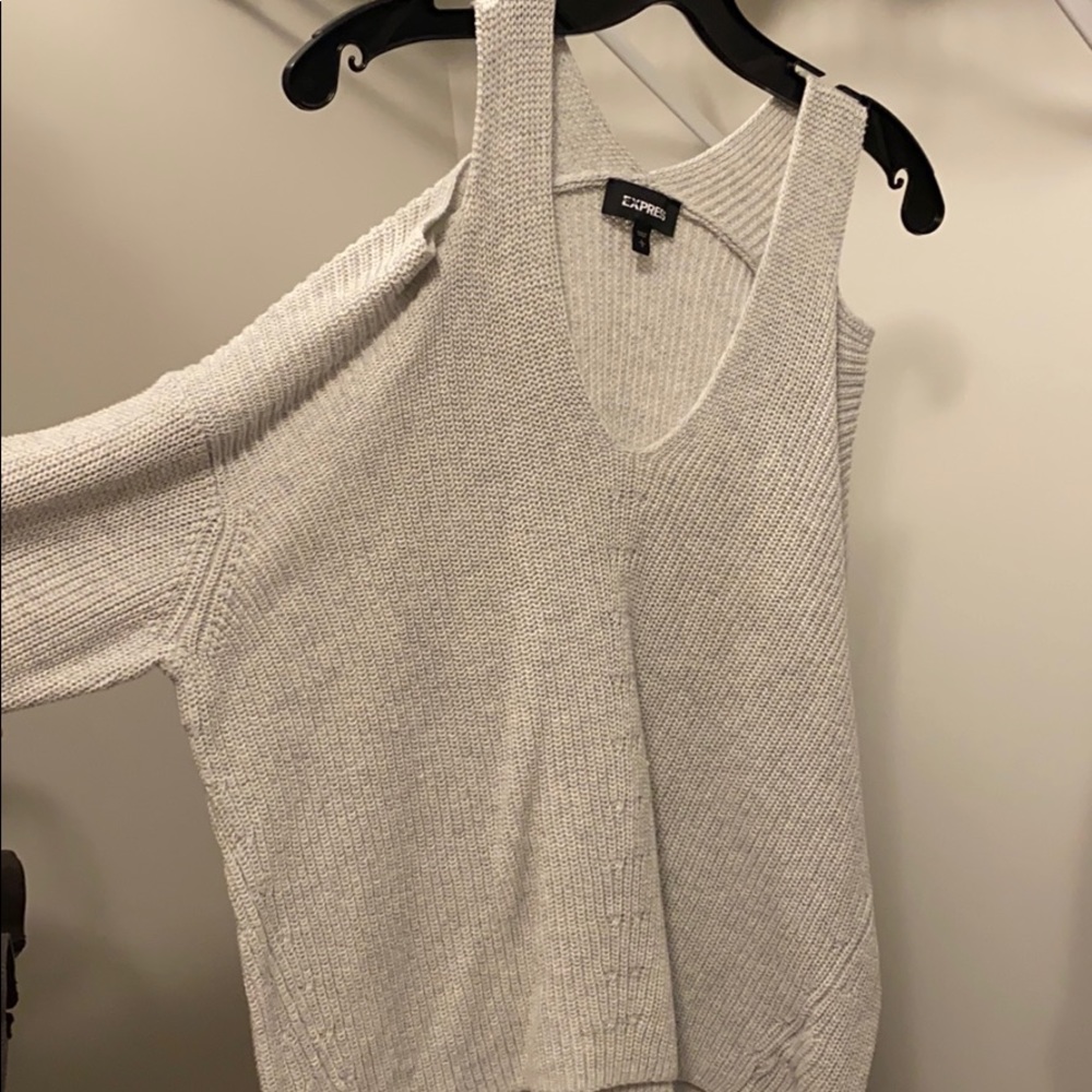 Express cold shoulder gray sweater